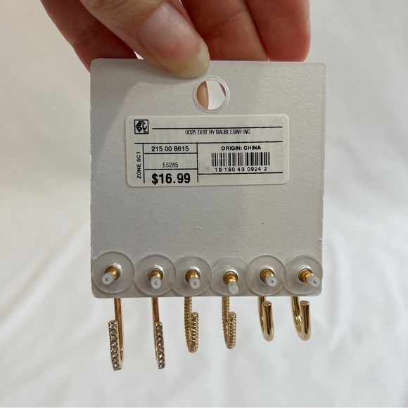 Sugarfix by Baublebar‎ Gold Tone Huggie Hoop Earring Set 3 Pairs Oblong - Picture 4 of 5